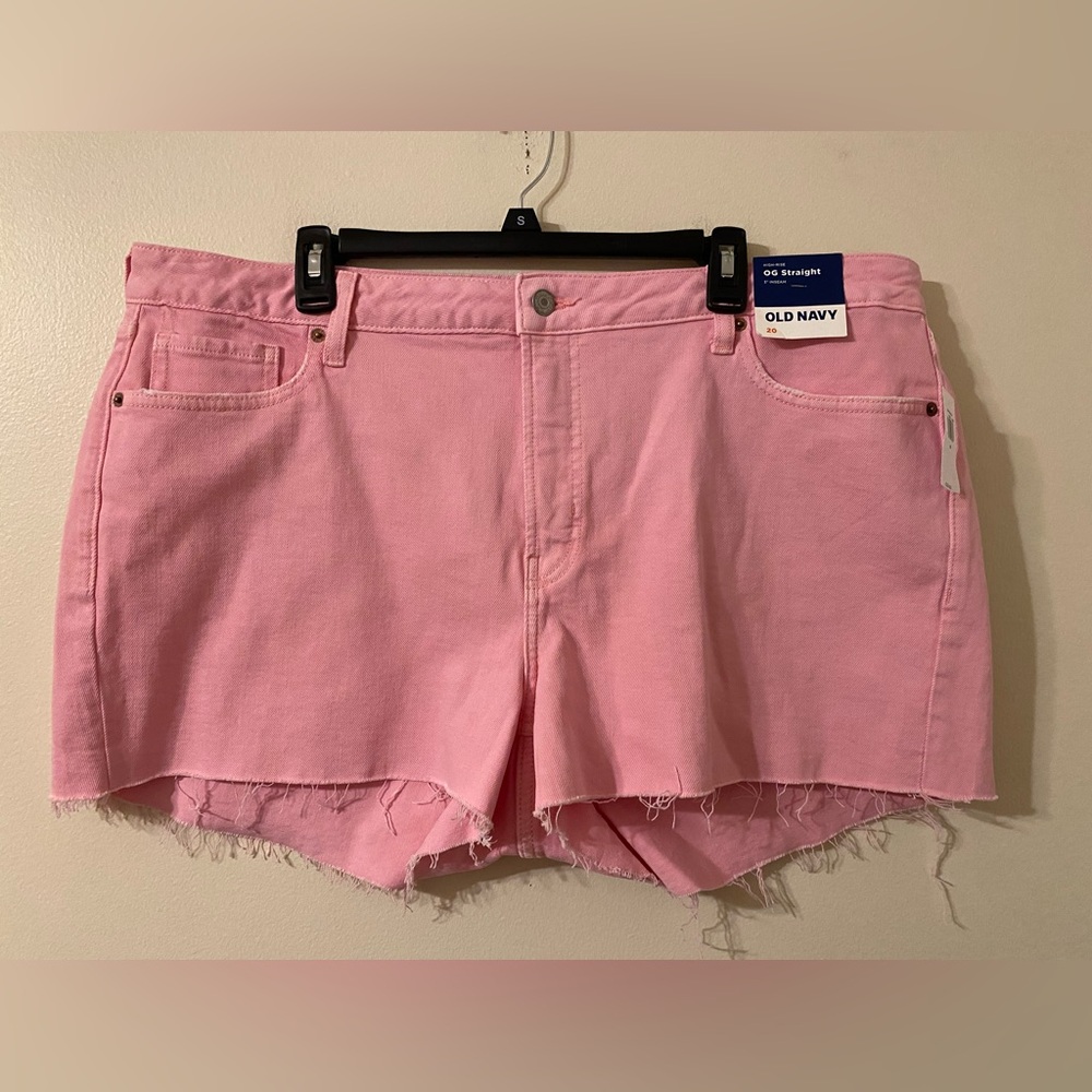 New NWT Old Navy OG Straight Pink Cutoff Raw Hem‎ Jean Shorts Size 20